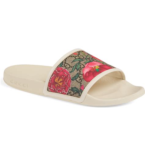 gucci floral slides nordstrom|gucci flip flops with flowers.